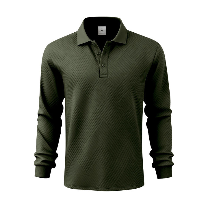 Herren nan langärmeliges Poloshirt aus strukturiertem Jacquardstrick Drune