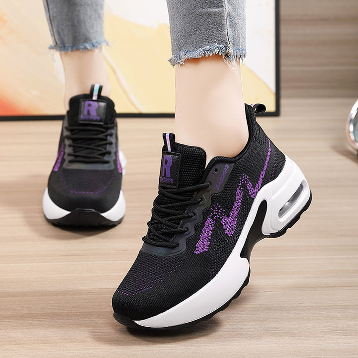 Damen nan modischer Strick-Fitness-Sneaker mit ergonomischer Rocker-Sohle und integrierter Dämpfungskammer Drune