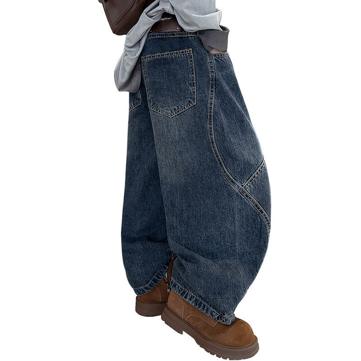 Damen weite Jeanshose mit einzigartigem Schnitt Drune