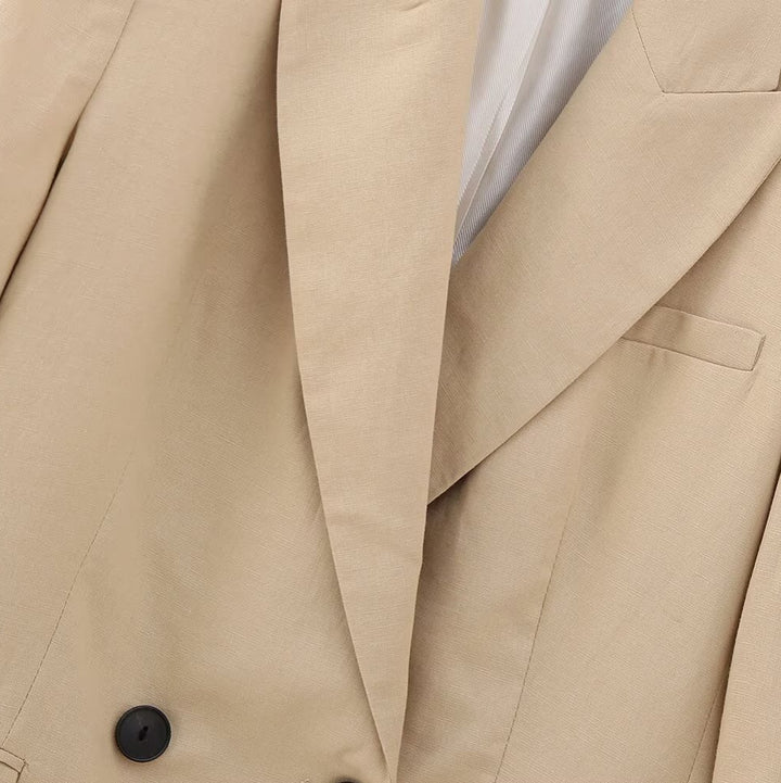 Damen Doppelreihiger Longline-Blazer mit strukturiertem Tailoring und verlängertem Saum Drune