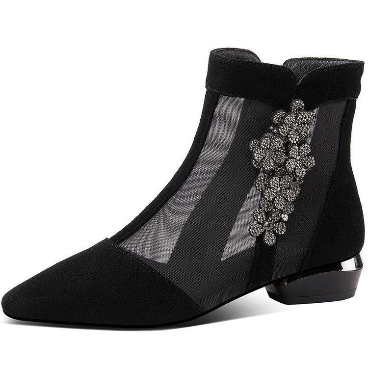 Damen Elegante transparente Stiefeletten mit funkelndem Schmuckdetail Drune