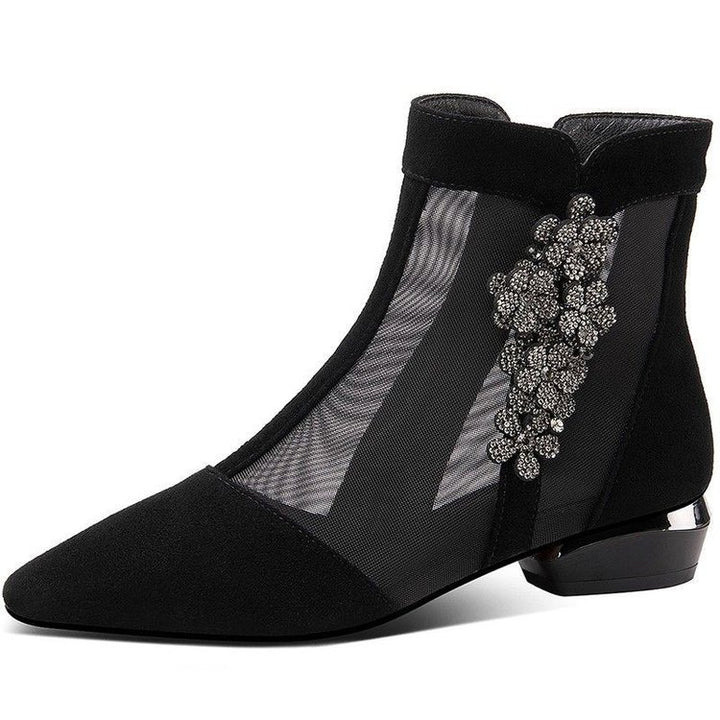 Damen Elegante transparente Stiefeletten mit funkelndem Schmuckdetail Drune