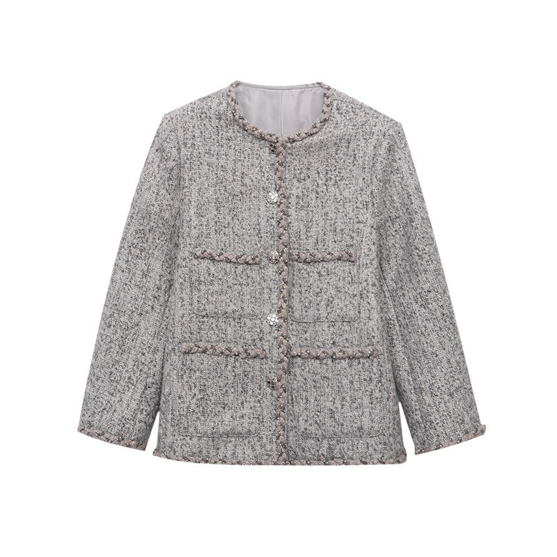 Damen eleganter Boucle-Blazer mit verzierten Knöpfen Drune