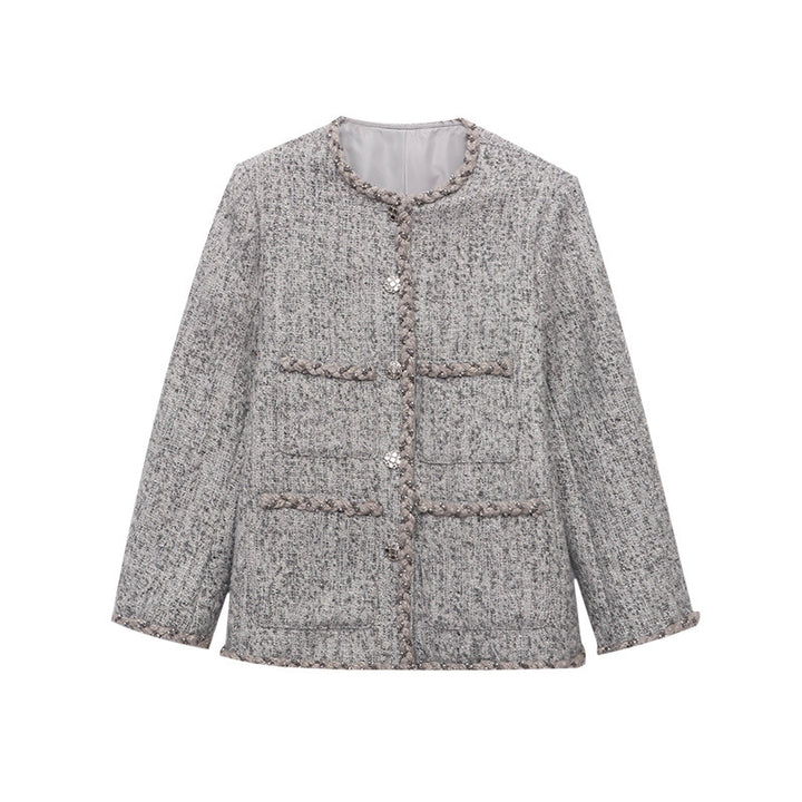 Damen eleganter Boucle-Blazer mit verzierten Knöpfen Drune