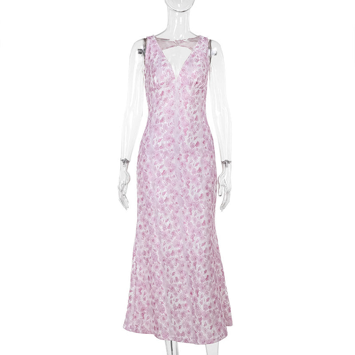 Damen Maxikleid mit elegantem V-Ausschnitt und floralem Muster Drune
