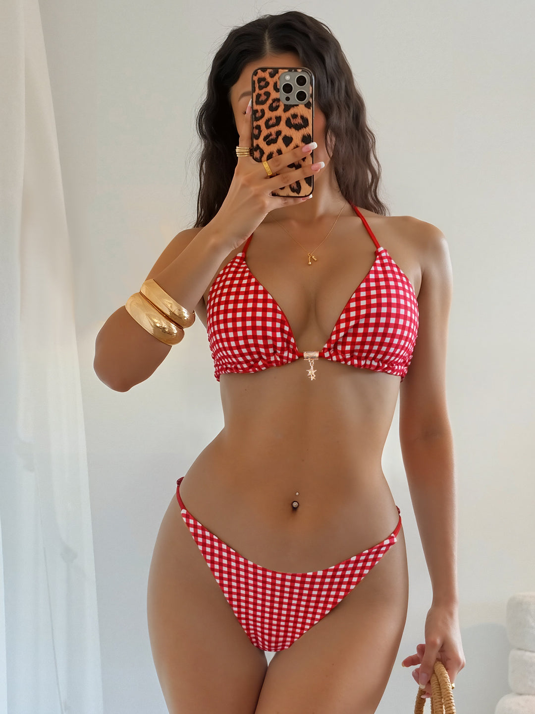 Damen Triangel-Bikini mit raffinierter Blütenapplikation Drune