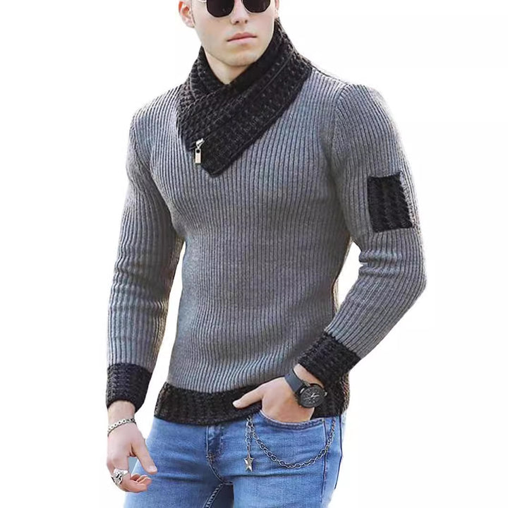 Herren Strickpullover mit hohem Kragen und strukturiertem Design Drune