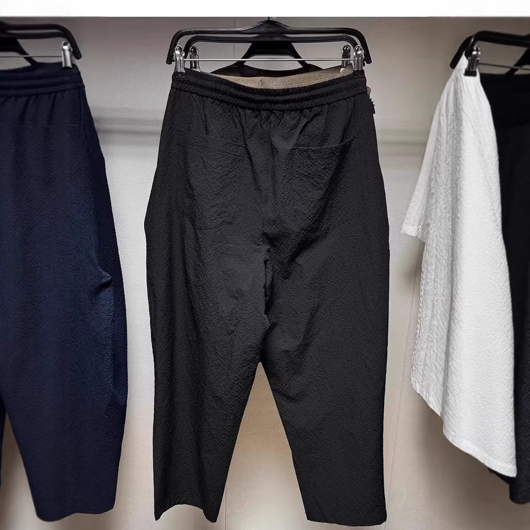 Herren Texturierte Jogginghose mit elastischem Bund Kordelzug und tapered Bein Drune