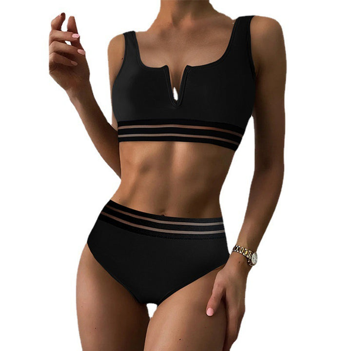 Damen Sportliches Bikini-Set mit hohem Bund und transparenten Akzenten Drune