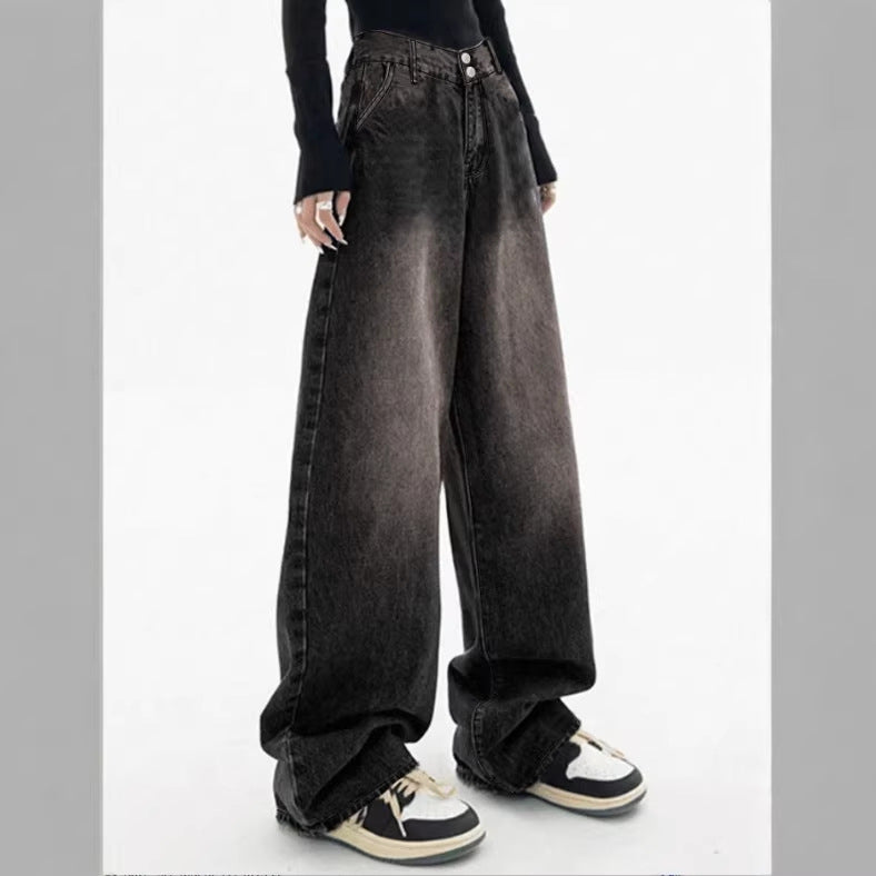 Damen Extraweite High‑Waist Denim‑Baggy‑Jeans mit verlängertem Saum Drune