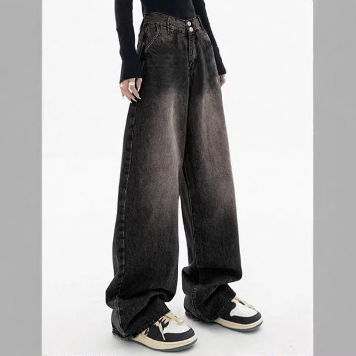 Damen Extraweite High‑Waist Denim‑Baggy‑Jeans mit verlängertem Saum Drune