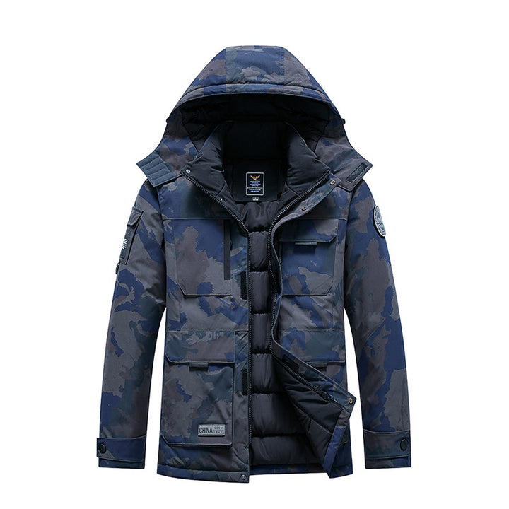 Herren Isolierter Field-Parka mit Kapuze, Mehrfach-Utility-Taschen und winddichter Shell Drune