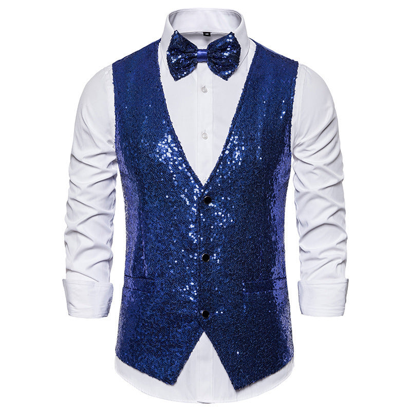 Herren Pailletten Kleid Weste Set Drune