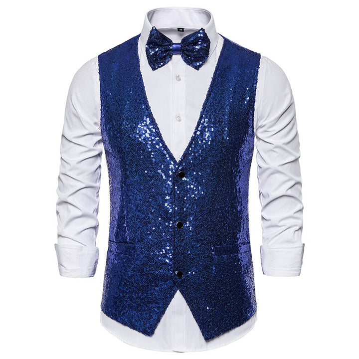 Herren Pailletten Kleid Weste Set Drune