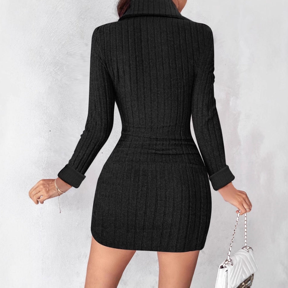 Damen Wickelkleid mit strukturiertem Design und eleganten Knopfdetails Drune