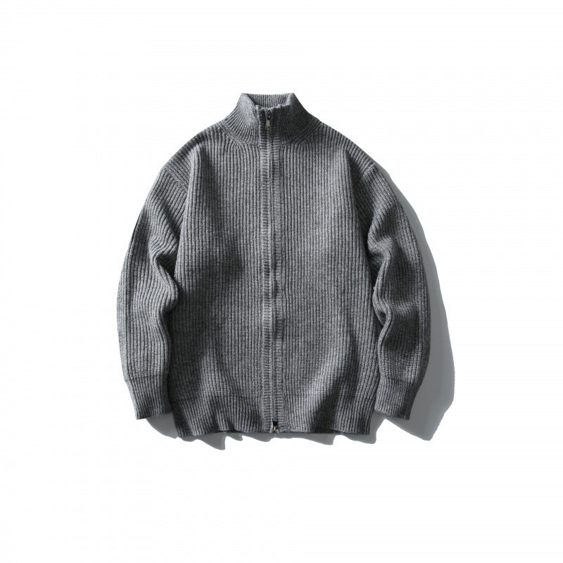 Unisex Gerippter Zipcardigan mit Stehkragen Drune