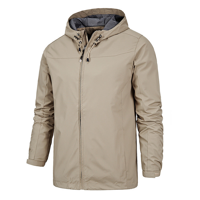Herren ultraleichte packbare Regenjacke mit verstellbarer Kapuze und elastischen Manschetten Drune