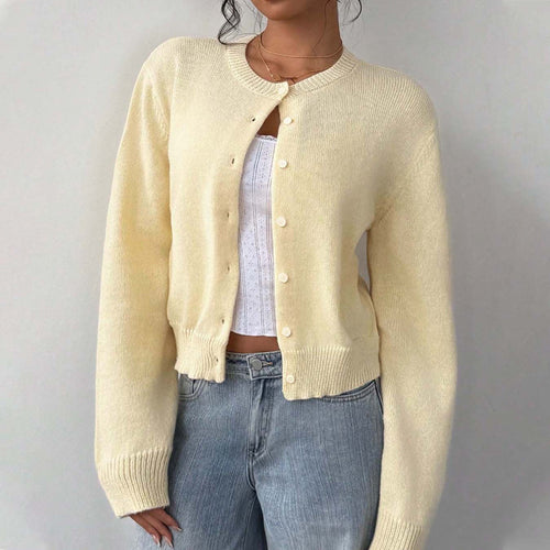 Damen leichte Strickjacke mit Knopfdetails und Rundhalsausschnitt Drune