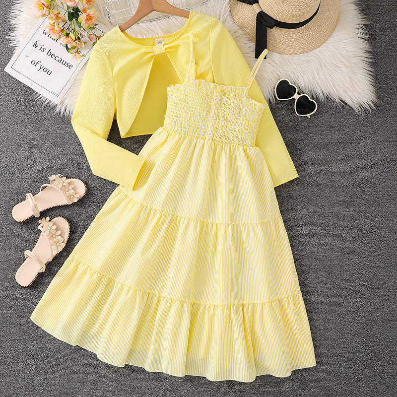 Mädchen Midi-Kleid mit schickem Rüschensaum und modischem Oberteil Drune