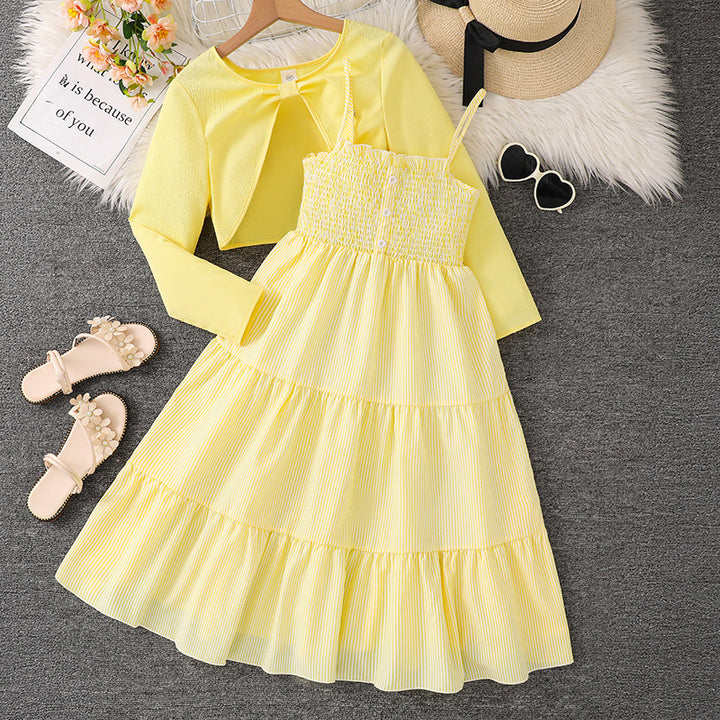 Mädchen Midi-Kleid mit schickem Rüschensaum und modischem Oberteil Drune