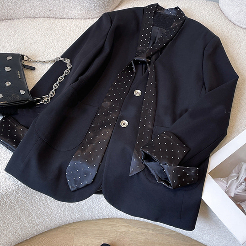 Damen Modischer Blazer mit integriertem Schal Drune