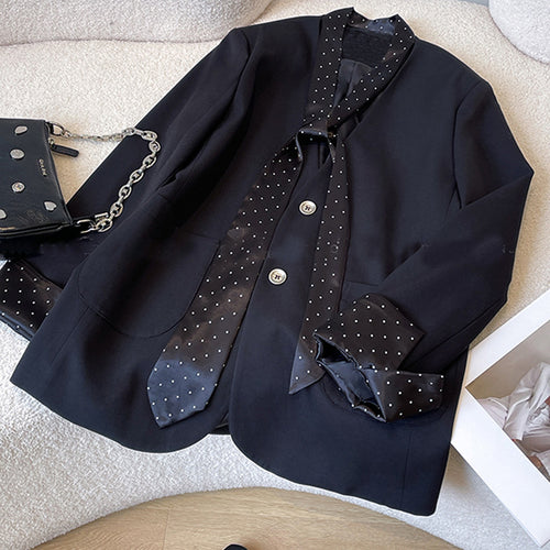 Damen Modischer Blazer mit integriertem Schal Drune