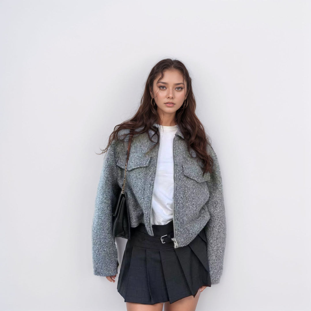 Damen Cropped Wolljacke Drune