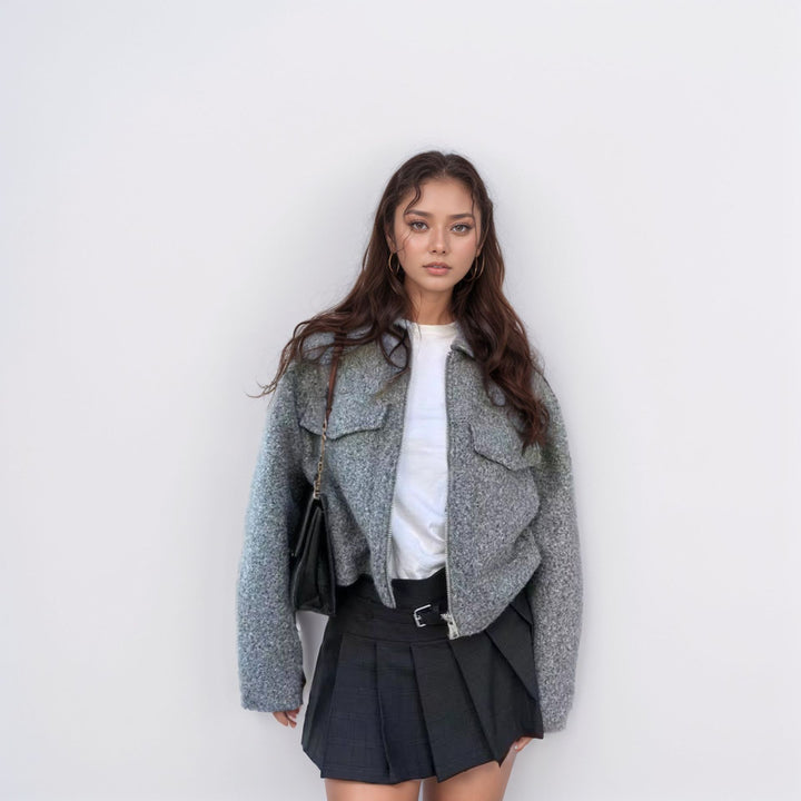 Damen Cropped Wolljacke Drune