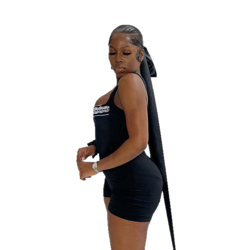 Damen Schwimmsuit mit eleganter Spitze und breiten Trägern Drune