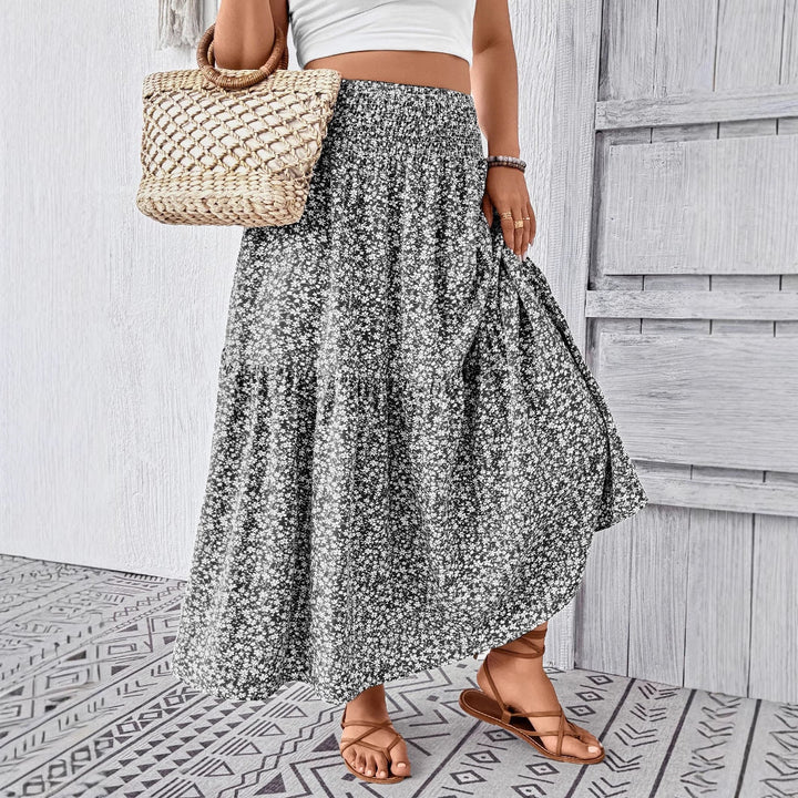 Damen Maxirock mit fließendem Schnitt und floralem Design Drune
