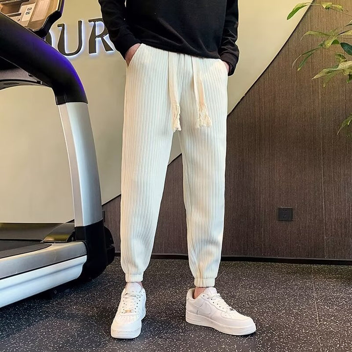 Herren Gerippte Relax-Jogginghose mit Tunnelzug, Eingrifftaschen und elastischen Saumabschlüssen Drune