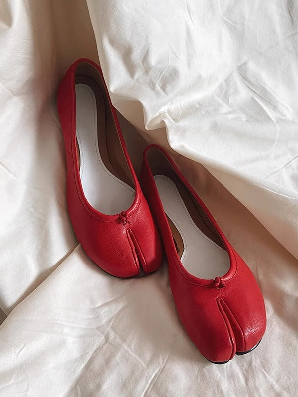 Damen elegante Split-Zeh Flache Schuhe Drune