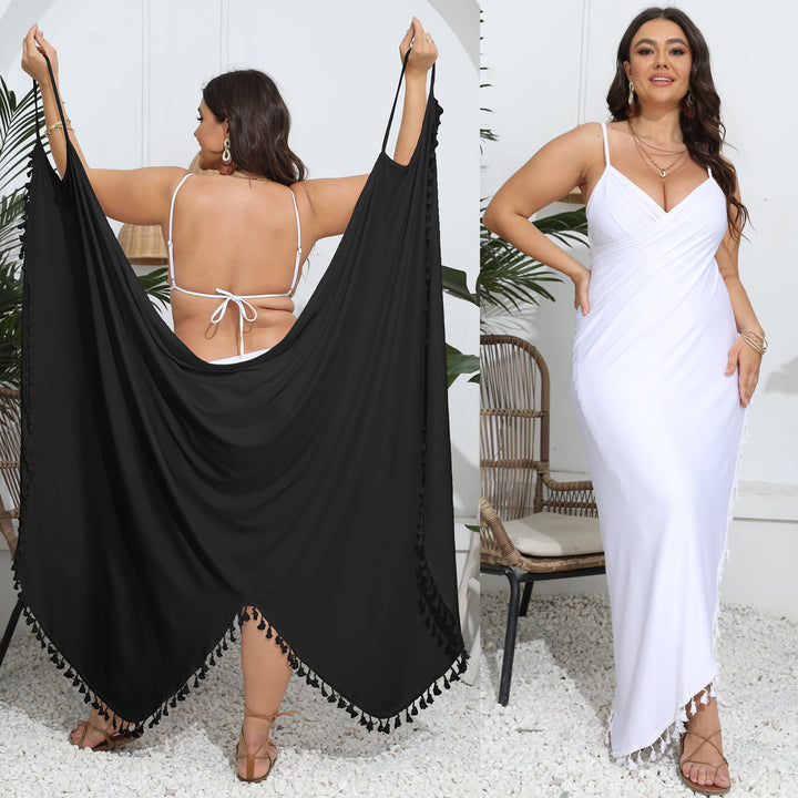 Damen elegantes Maxikleid mit feinem Häkelabschluss Drune
