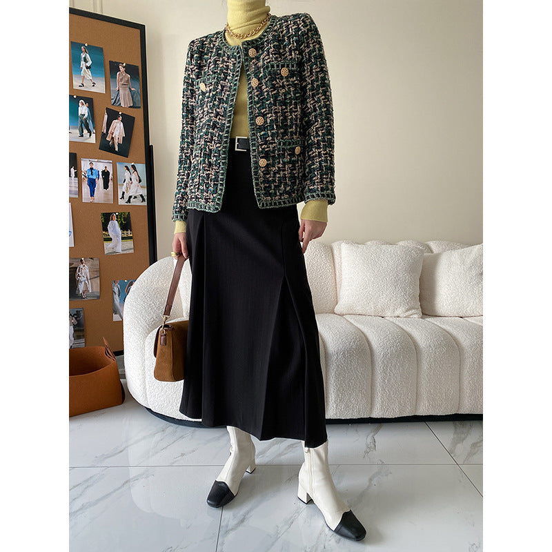 Damen Elegante Bouclé-Jacke mit dekorativen Knöpfen Drune