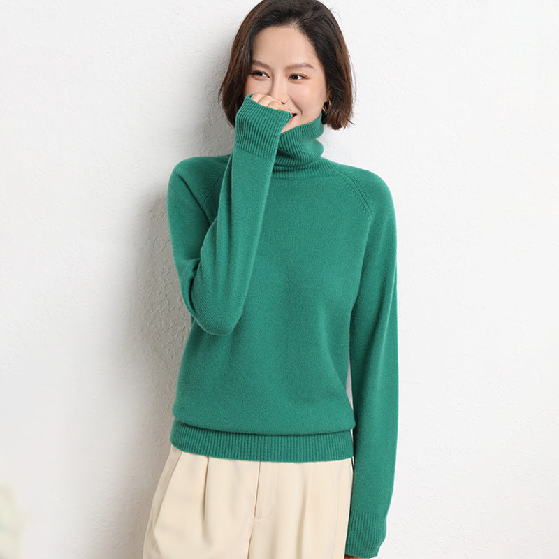 Damen Schlanker Rollkragenpullover aus feinem Strick mit Raglanärmeln Drune