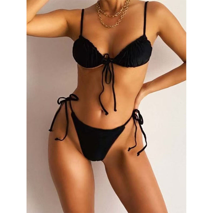 Damen Triangel-Bikini mit verspieltem Leopardenmuster und verstellbaren Bändern Drune
