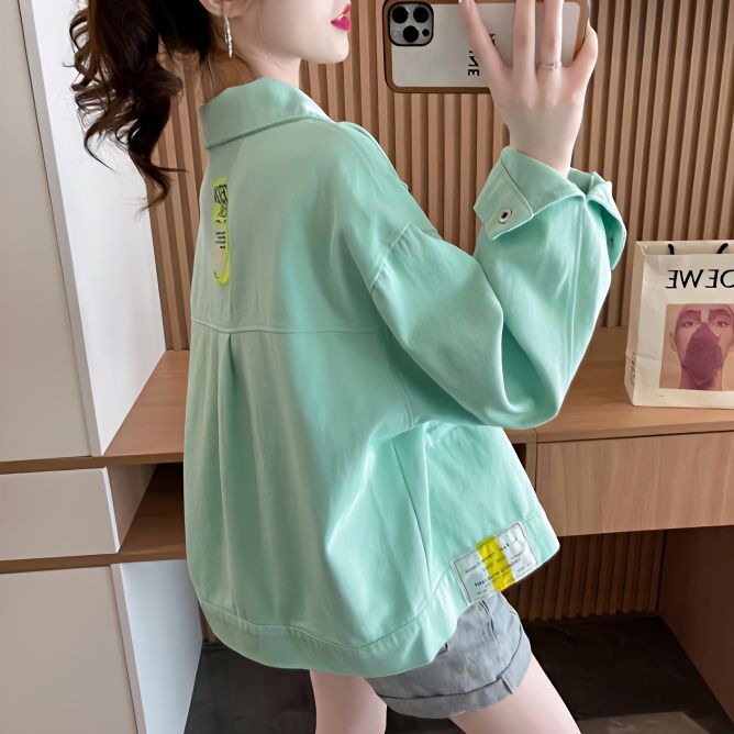 Damen modische Oversized-Jacke mit Druckknöpfen Drune