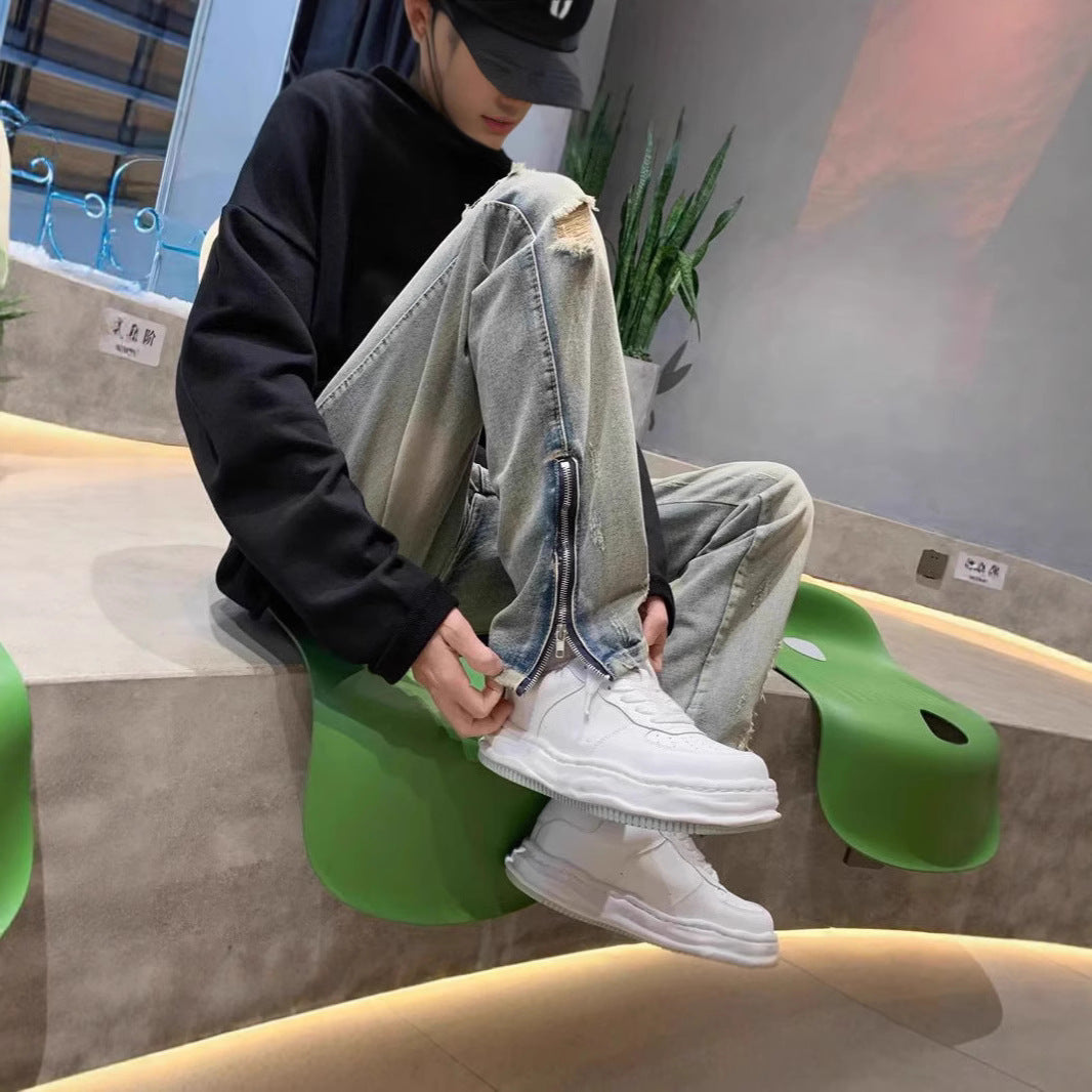 Herren Lässige Destroyed Jeans Drune