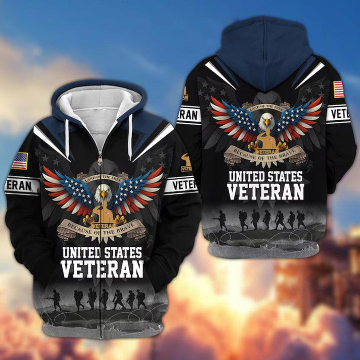 Herren Kapuzensweater mit amerikanischem Veteranenmotiv Drune