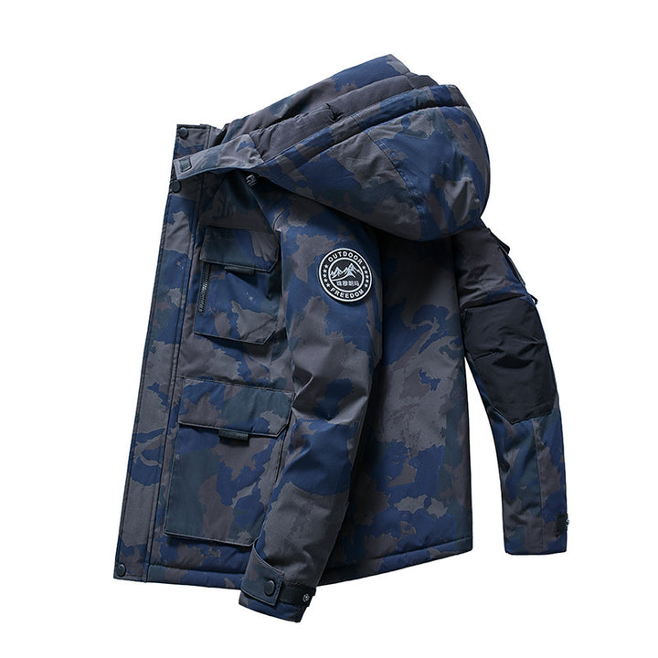 Herren Isolierter Field-Parka mit Kapuze, Mehrfach-Utility-Taschen und winddichter Shell Drune