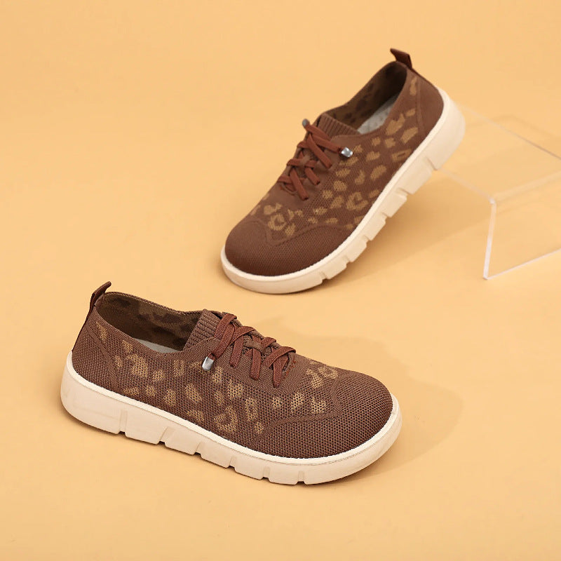 Damen Atmungsaktive Sneaker mit modischem Leopardenmuster Drune