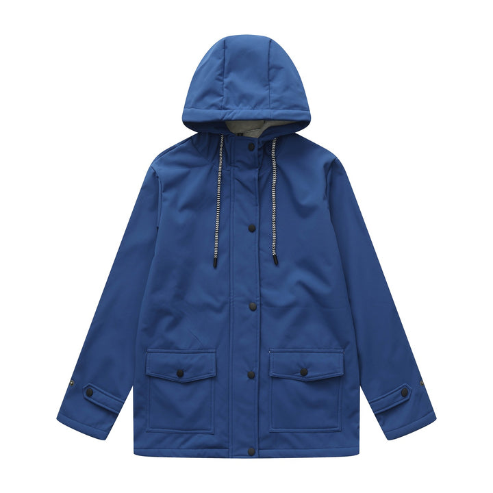 Damen nan wasserabweisender Parka mit Kapuze, fleecegefütterter Innenseite und großen Pattentaschen Drune