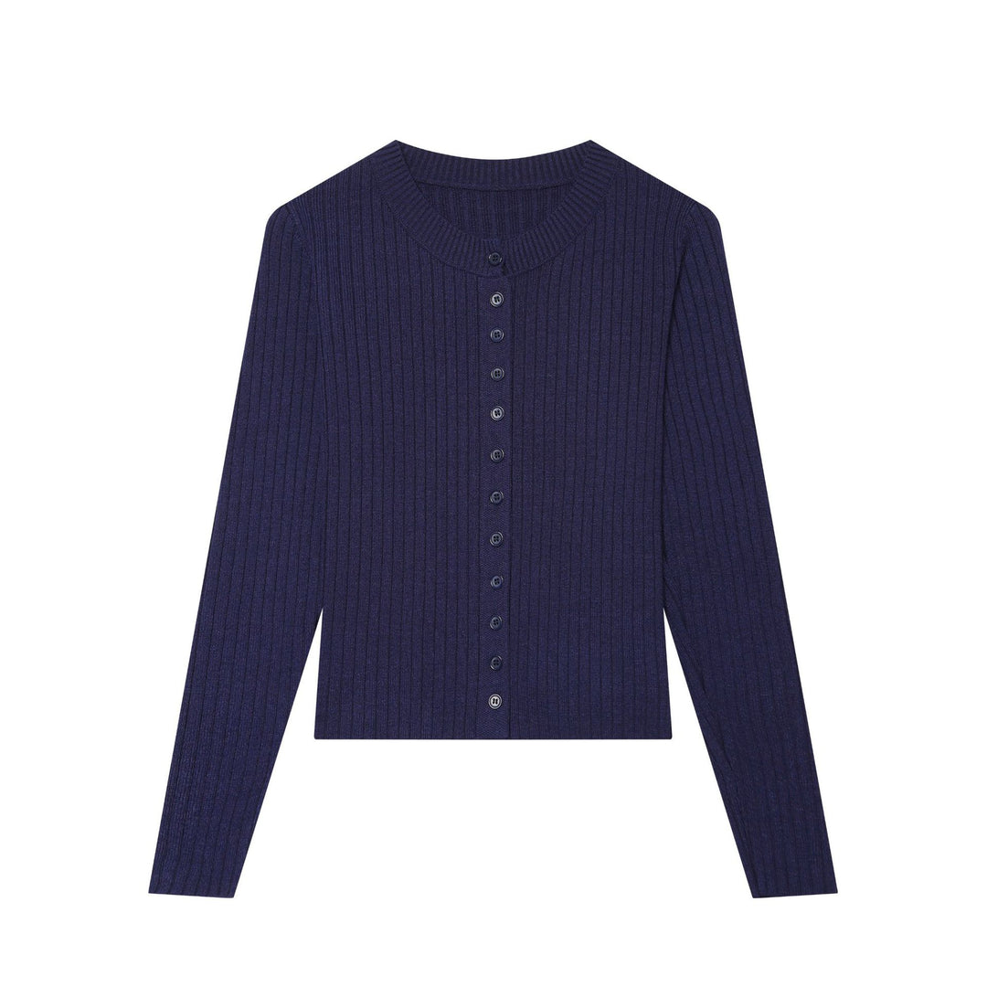 Damen Feinstrick‑Cardigan mit Rippstruktur und durchgehender Knopfleiste Drune