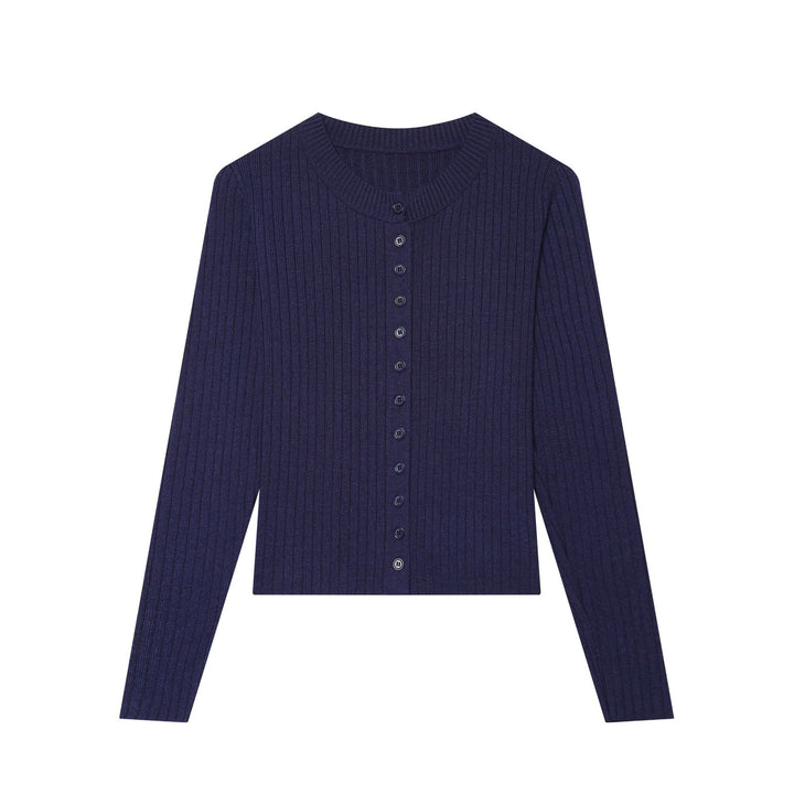 Damen Feinstrick‑Cardigan mit Rippstruktur und durchgehender Knopfleiste Drune