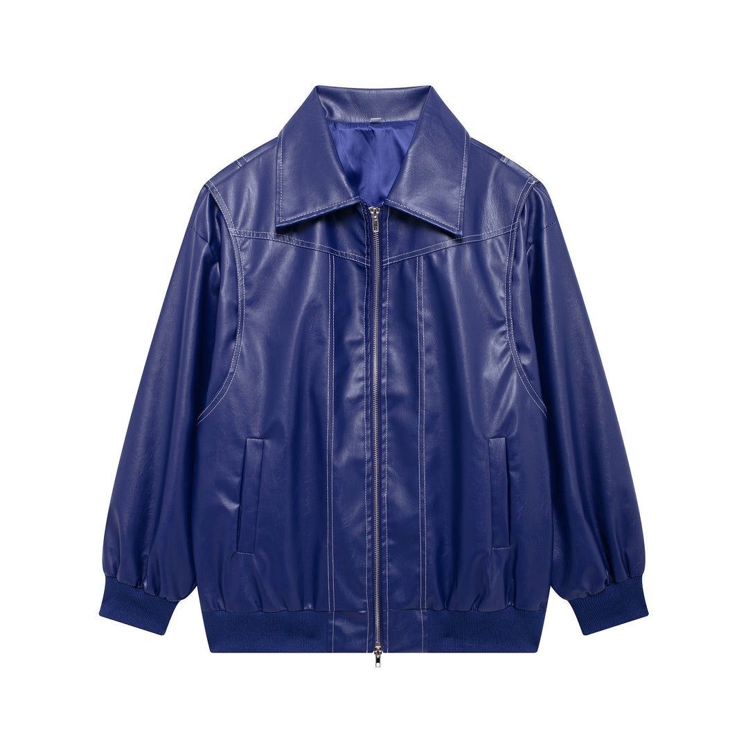 Drune | Damen Faux Leder Jacke Elastische Ärmel