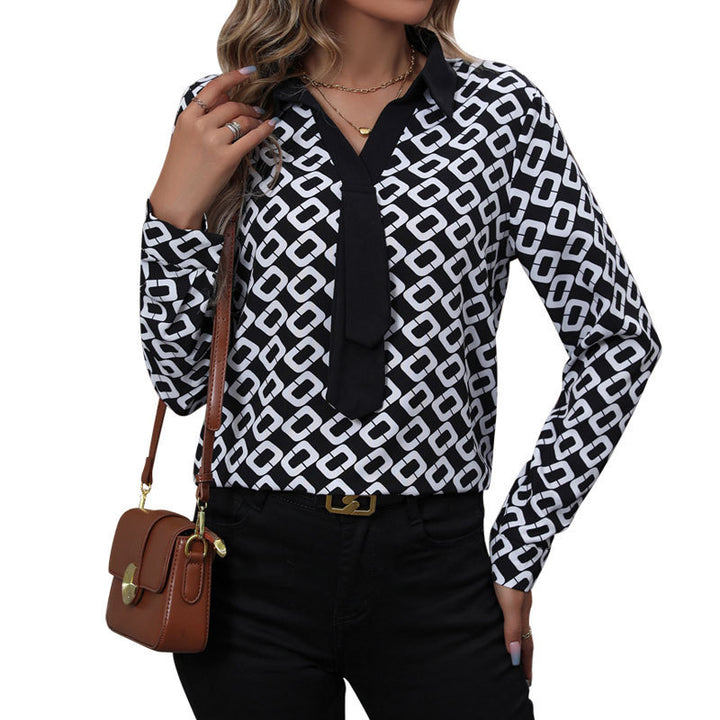 Damen Elegante Bluse mit strukturiertem Muster und Bindeband Drune