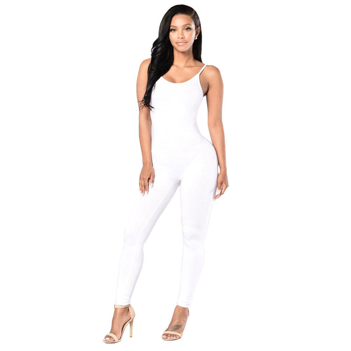 Damen komfortabler und figurbetonter Jumpsuit mit schmalen Trägern Drune