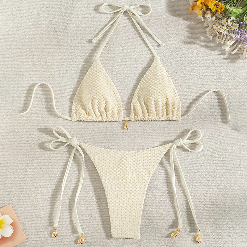 Damen Triangel-Bikini-Set mit strukturierter Oberfläche Drune