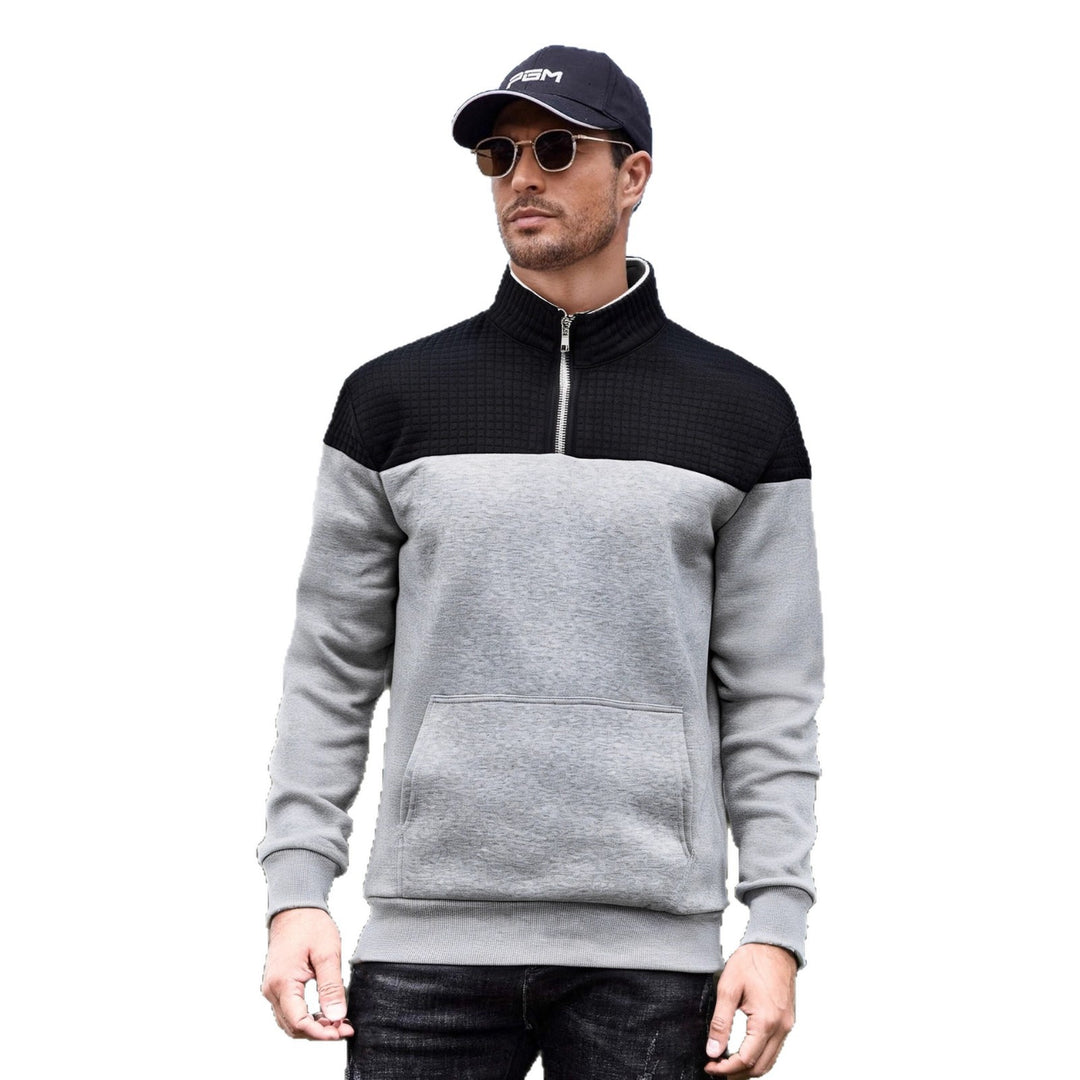 Herren funktionale Sweatjacke mit hochschließendem Kragen und praktischer Kängurutasche Drune