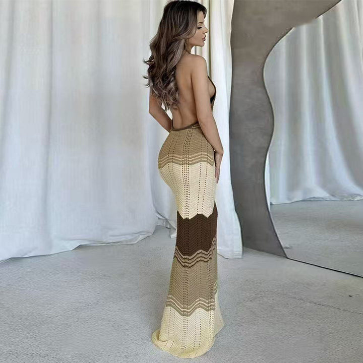 Damen figurbetontes Häkelkleid mit modernem Muster Drune
